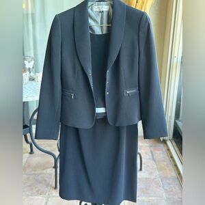 Vintage Tahari Women's Black Pinstripe Jacket and 3 pc Skirt Set